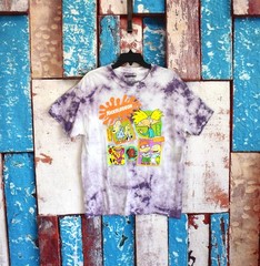 Unisex Nickelodeon Nick Toons Tie Dye Graphic Print T-Shirt LARGE Purple NEW
