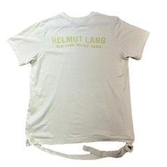 Helmut Lang Mint Green Logo T Shirt Mens L Drawstring Hem Made in Portugal