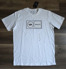 NEW RVCA T Shirt Mens Size XL White Cotton Regular Fit Crew Neck Short Sleeve