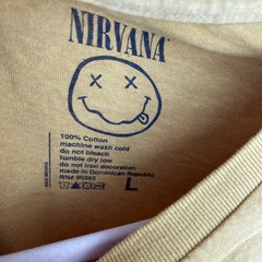 Officially Licensed Nirvana Grunge Tee Yellow Acid Wash Large Vintage Style