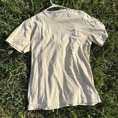 Nike Cream T-Shirt With Blue Swoosh Embroidered Logo