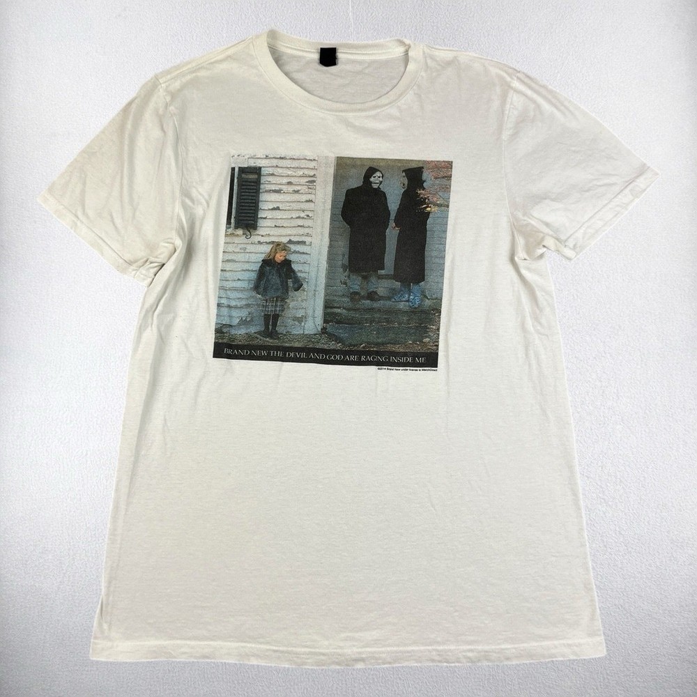 Devil and God Are Raging Inside Me T Shirt Mens Medium White Brand New Band 2014