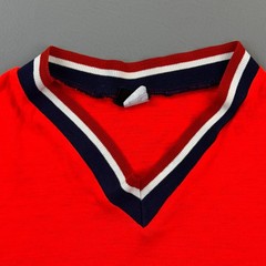 Vintage Sears Mens Store Shirt Mens XL Red Acrylic V Neck Short Sleeve USA 70s