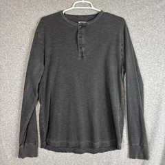 Flint And Tinder Henley Shirt Mens Medium Gray Long Sleeve Cotton Knit USA Made