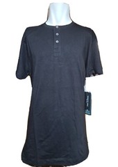 NWT Kenneth Cole Men’s Slim Fit Techni-Cole Stretch 3 Button T Shirt Black Med