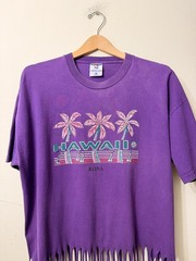 Vintage Kona Hawaii T Shirt Adult Size XL Custom Beaded Bottom 90s Souvenir Tee