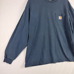 Carhartt Men’s Original Fit L Blue Pocket Long Sleeve T-Shirt K126 100% Cotton