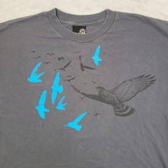 Hybrid Tees Shirt Mens Large Gray Bird Graphic Nature Wildlife Blue Black Tee