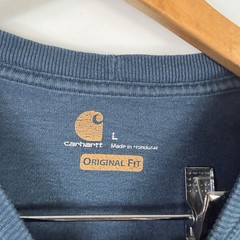 Carhartt Men’s Original Fit L Blue Pocket Long Sleeve T-Shirt K126 100% Cotton