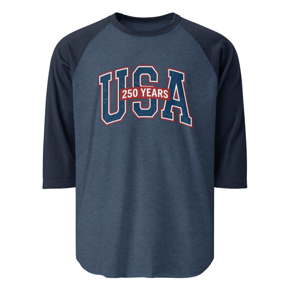 USA 250 YEARS 3/4 sleeve raglan shirt