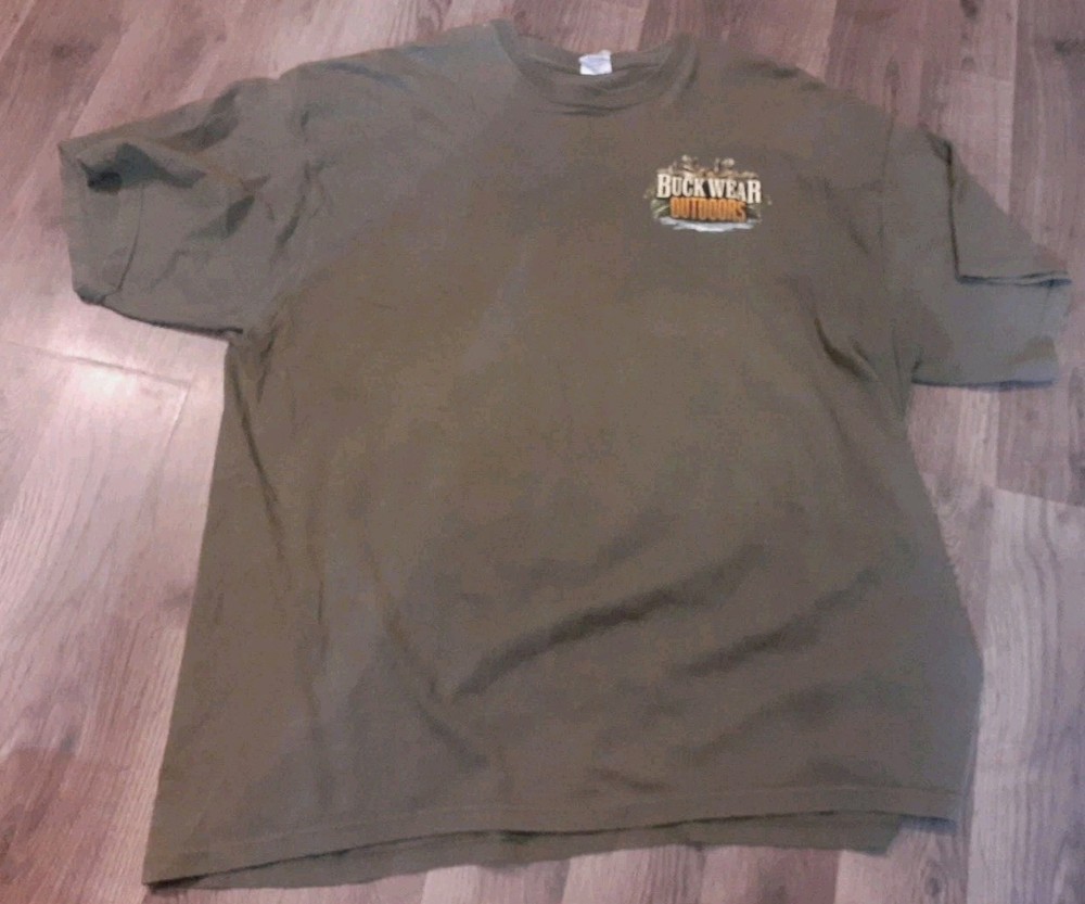 Buck wear outdoors fishing men t-shirt 3XL 100% cotton dark green Fisherman