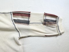 POL Mens Sz M Oversized Henley Tan waffle Knit Mixed Striped Fabric (flaw)