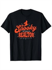 Spooky Realtor Halloween T Shirt for Men Women Black Short Sleeve Casual Graph