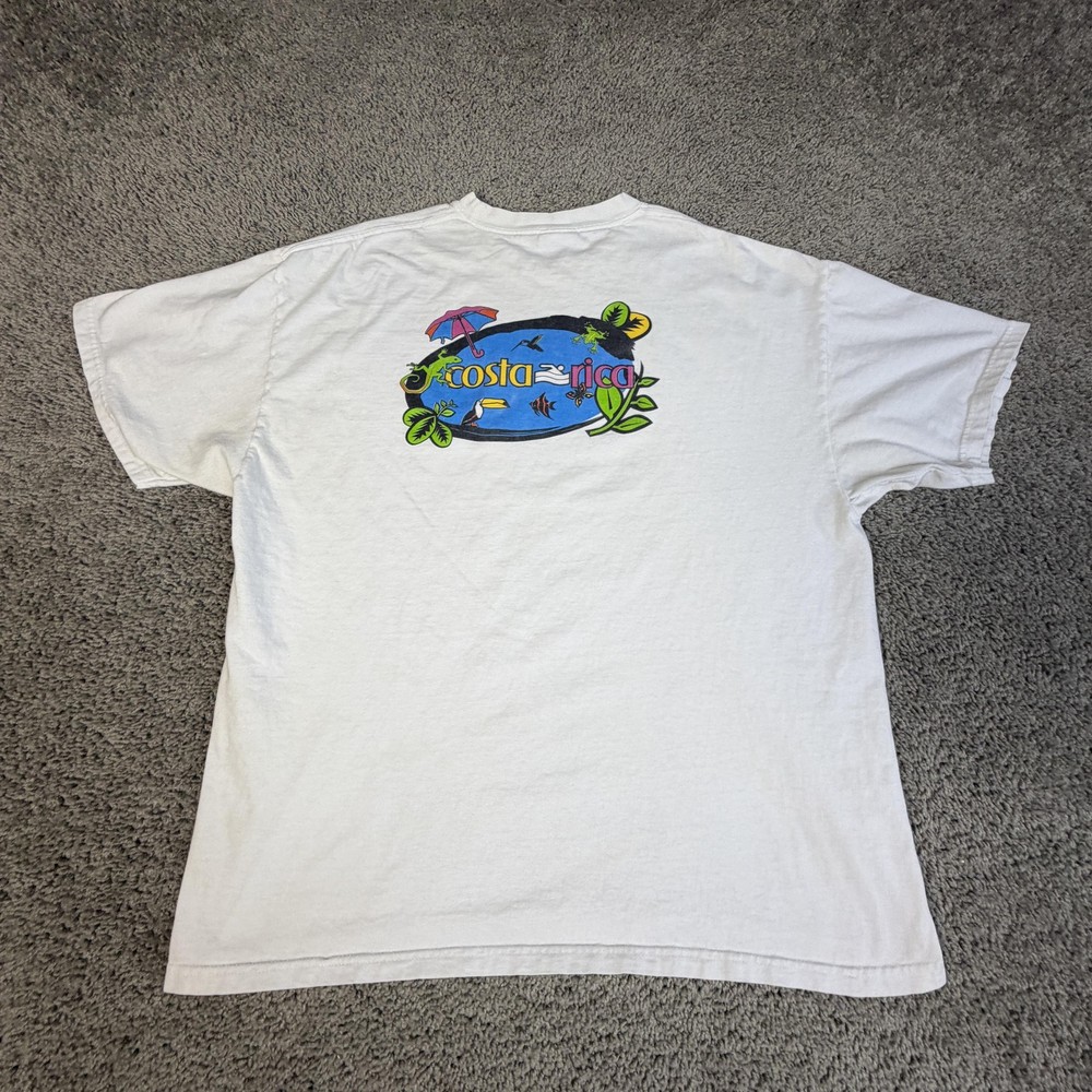 VTG Costa Rica Shirt Mens XL White Graphic Crew Neck Beefy-T Cotton Souvenir