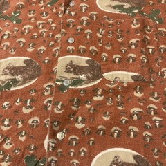 Vintage 70s Mushroom Squirrel Print Permanent Press Button Up Shirt M Cotton