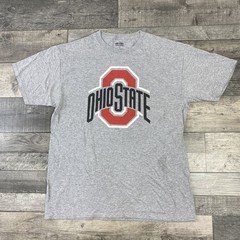 Ohio Stage T-Shirt Graphic Print Spell Out USA Grey Mens Large