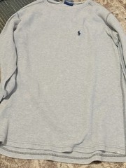 Polo Ralph Lauren Thermal Shirt Men’s L Gray Waffle Knit Long Sleeve Crew neck