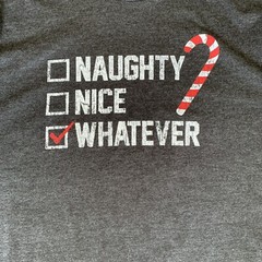 Holiday Time Christmas T Shirt Men’s Large Gray Short Sleeve Naughty Nice