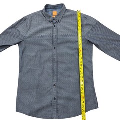 Hugo Boss Men’s Blue Textured Slim Fit L Long Sleeve Button-Up Shirt