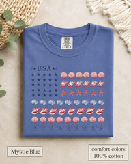 Coastal USA Flag Shirt, Patriotic Seashell Tee, Comfort Colors Beach Top