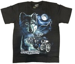 MENS WOMEN BIKER MOTORCYCLE GLOW IN DARK WOLF 3D PRINT T-SHIRT COTTON – SC6