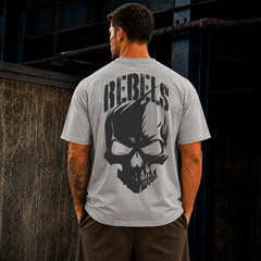 Oversized Skull Graphic Print Cotton T-Shirt Men’s Streetwear Gym Workout Sport