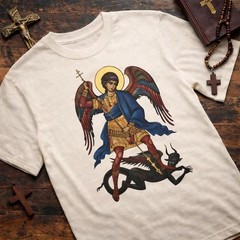 Saint Michael Archangel T-Shirt Christian T Shirts For Men Tee