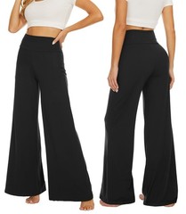 Wide Leg Palazzo Pants for Women – Casual Soft High Waist Lounge Pants Loose …