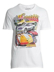 New Men’s 2XL Authentic White Graphic Chevy Corvette Classics T-Shirt USA Seller