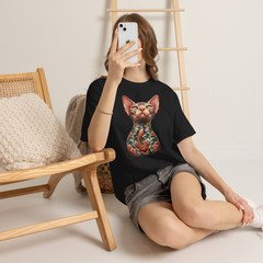Tattoo Sphynx Cat Colorful Street Art T-Shirt