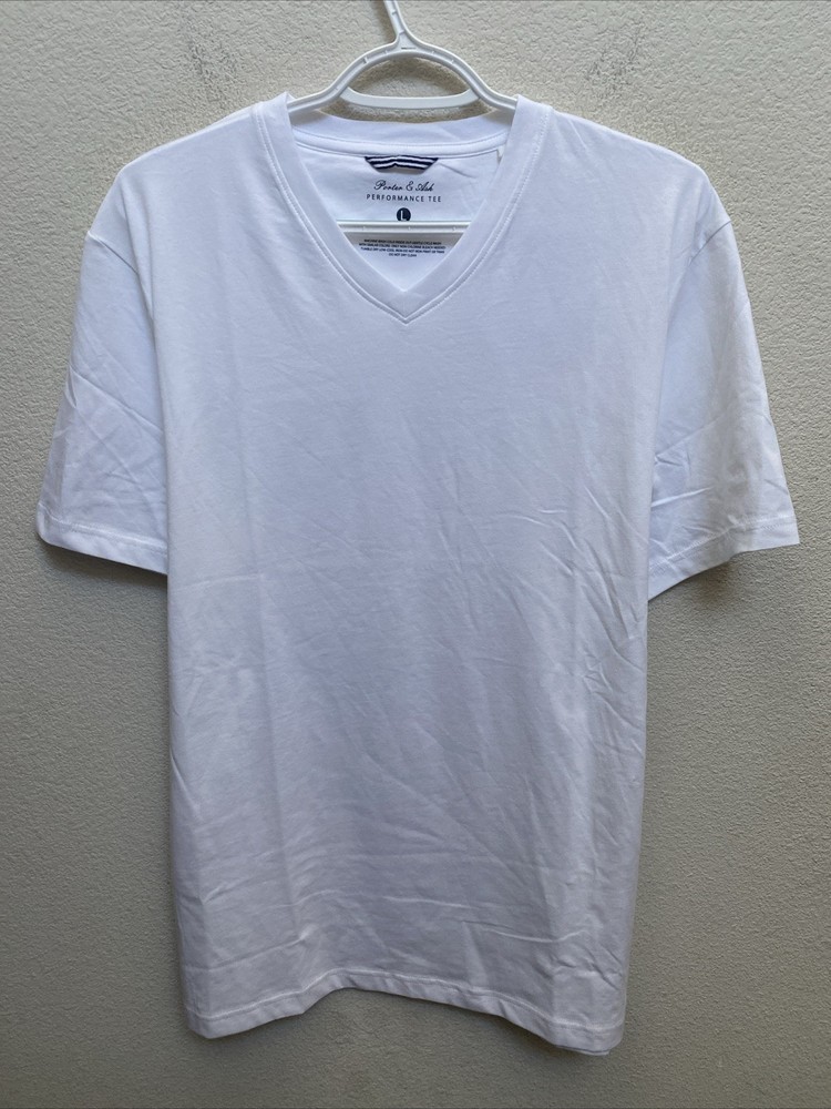NEW Porter & Ash Men’s Large White Performance Tee V-Neck T-Shirt NWT