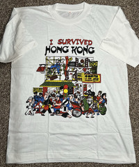 NOS Vintage I Survived Hong Kong Tourist T Shirt Size XL Extra-Large White