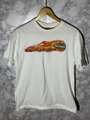 Harley Davidson Flame Shirt Men’s Size Medium White Twin Cities