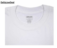 Kirkland Men’s White 100% Cotton Crew Neck T-shirt FREE SHIPPING! 2 OR 6 PACK