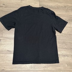 Helmut Lang Black Red Logo Cut Neck T-Shirt Short Sleeve Embroidered Cotton Sz M