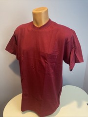 VINTAGE BVD Maroon Short Sleeve Cotton Tee T Shirt Size LARGE SINGLE STITCH USA