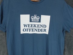 Weekend Offender T Shirt Mens Medium Blue Casuals Terraces Spell Out Football WO