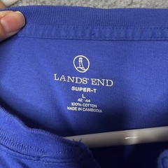 Lands End Super T Shirt Men’s Large Blue Short Sleeve Henley