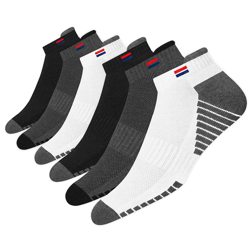 6 Pairs Ankle Socks Men Women Cushioned Running Training Socks, Pack of 6, 9-12