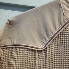 Vintage Wayne Scott Henley Shirt Mens Large Cream Dual Zip Pockets Waffle Knit