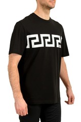 Versace Men’s Black Greeca Print Crewneck Short Sleeve T-Shirt US L IT 52