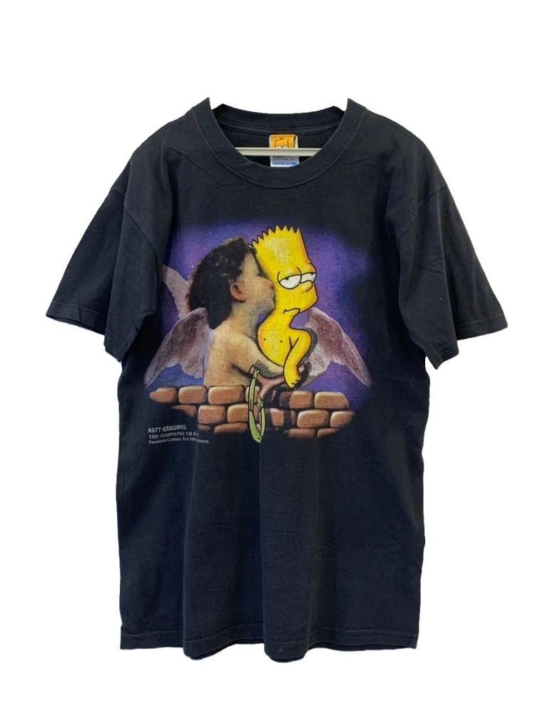 Vintage 1999 The Simpsons Bart Angel Cherub Kiss T-Shirt Screen Stars Mens S#244