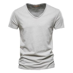 Men’s 100% Cotton V-Neck T-Shirt Slim Fit Short Sleeve Tee