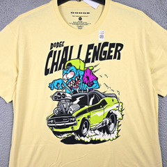 Ratfink Dodge Challenger Shirt Mens XL Yellow Mopar American Muscle Car NWT