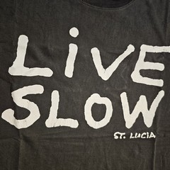 Vintage 90s Live Slow Work Less St Lucia T-shirt Mens L Goth Grunge Beach Stoner
