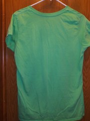 NICE LADIES’ GREEN CELTIC CROSS & CLOVER GREEN COTTON T-SHIRT SZ L