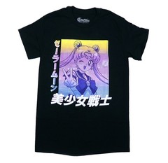 Sailor Moon Mens T-Shirt – Winking Peace Sign Kanji Color Wave