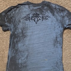 Affliction M Regular Gray/Black Crew Neck Short Sleeve Cotton Logo Tee