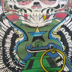 Christian Audigier Y2K Skull Grenade Rhinestone Green T-Shirt Short Sleeve Sz S