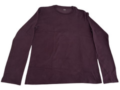 UNIQLO Men Soft Touch Crew Neck Long Sleeve T-Shirt, Burgundy, Medium